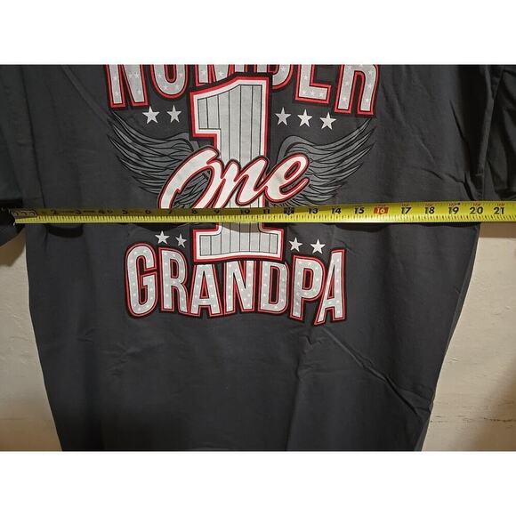Number 1 Grandpa T Shirt Mens XL Short Sleeve Gray Wings - Picture 7 of 11